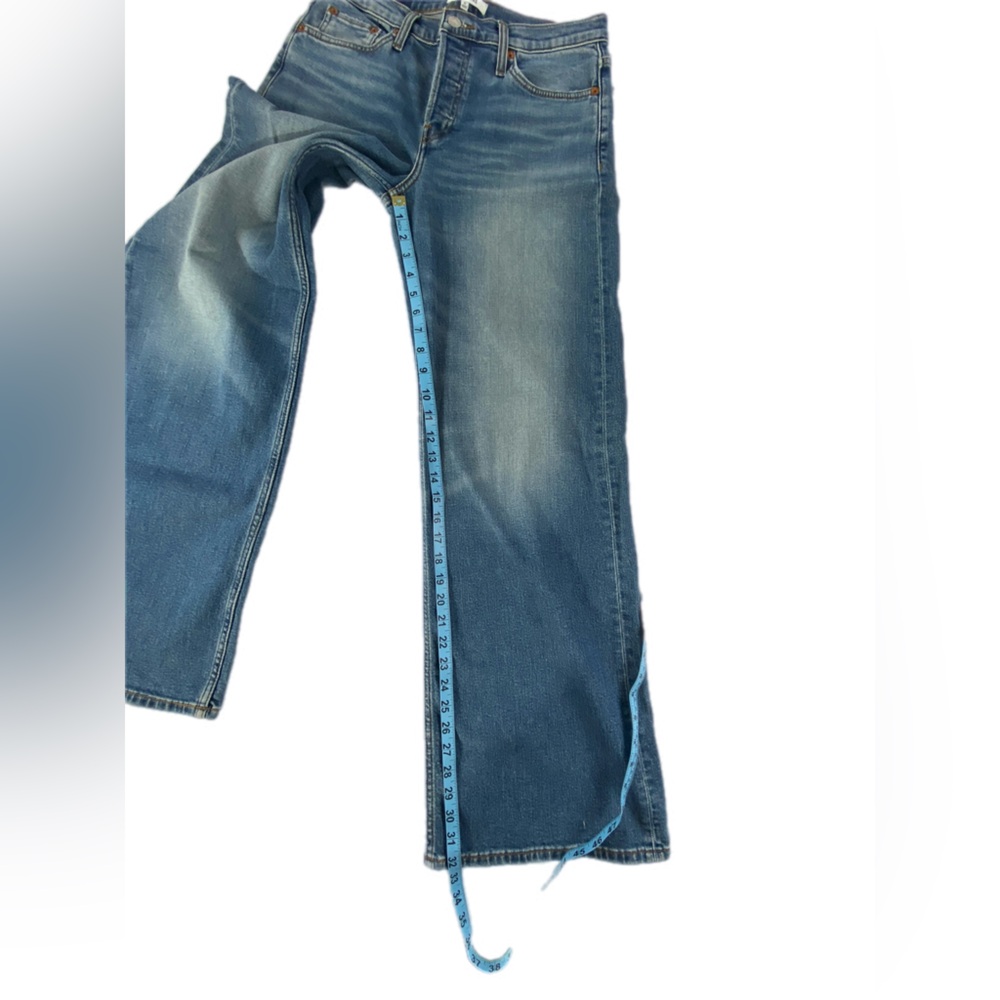 Re/done 70s mid Rise Stove Pipe  wide leg jeans size 28 - Picture 5 of 12